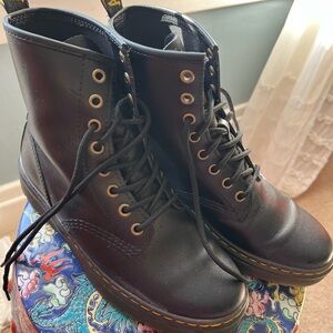 Dr. Martens Black Leather Boots with Gold Eyelets
